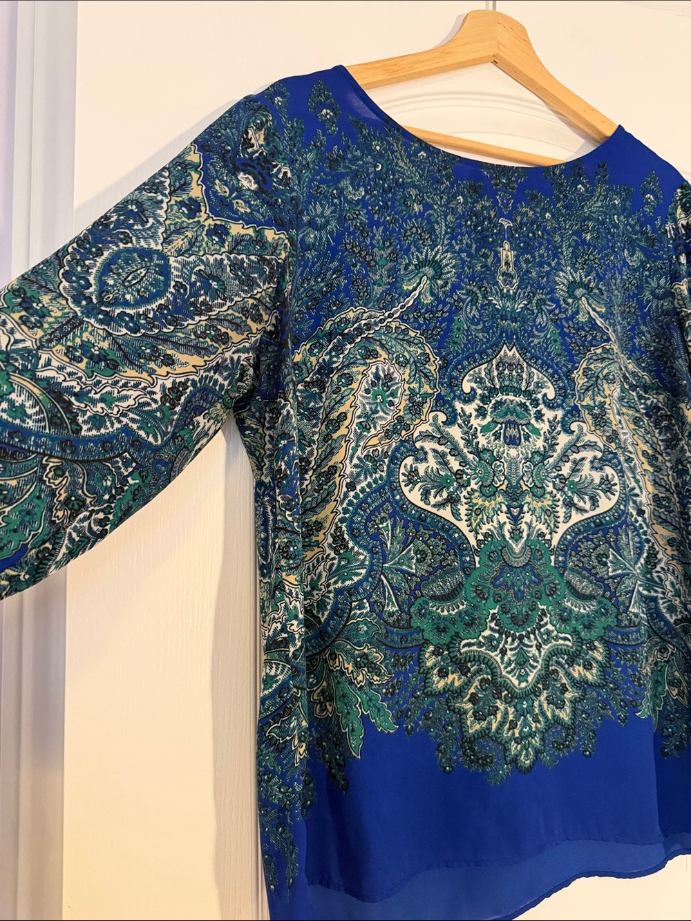 Rose & Olive Blue Paisley Print Tunic Top size L - Picture 2 of 10